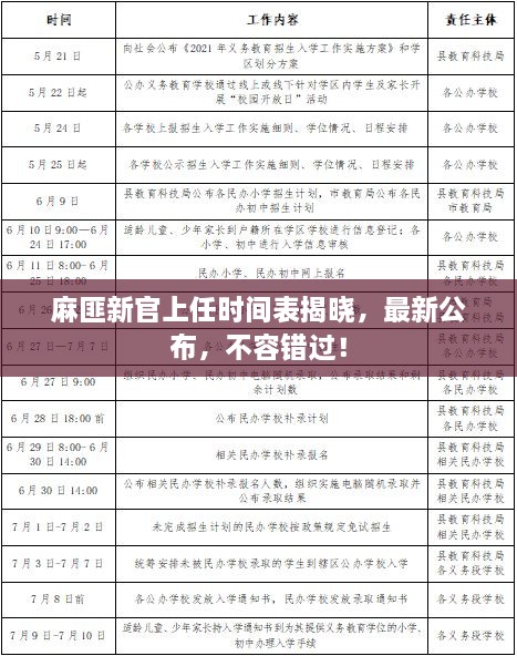 麻匪新官上任時(shí)間表揭曉，最新公布，不容錯(cuò)過！